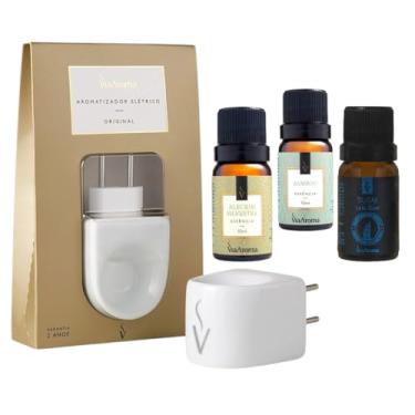 Imagem de Kit Aromatizador Elétrico Bivolt Original ViaAroma com 3 Essências 10ml Alecrim Silvestre I Bamboo I Lirio Gold Dubai