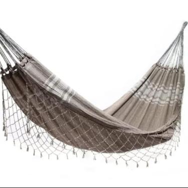 Imagem de Rede de Descanso Casal Pernambucana Artesanal 100% Algodão Reforçada com Renda em Macramê – Rede de Dormir Confortável para Varanda e Jardim(MARROM)