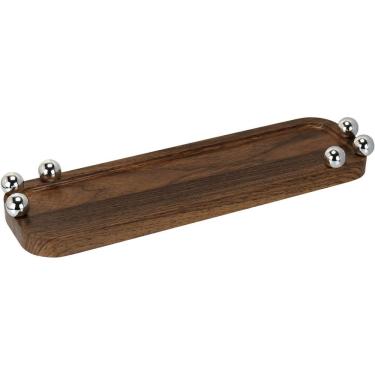 Imagem de Bandeja Retangular Homeco Esfera Plástico Mdf 2x10x35 Marrom