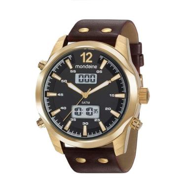 Imagem de Relógio Masculino Mondaine Marrom/Dourado Digital e analógico 99381GPMVDH2