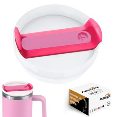 Imagem de Fabenyok Tampa de copo de substituição de 590 ml, 850 g, adequada para Stanley Cup, 1 pacote de tampas de substituição transparentes, capas de copo para acessórios Stanley Cup (opaco - rosa choque)