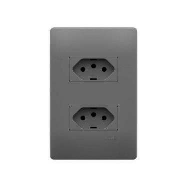 Imagem de Tomada Dupla Fame Habitat Onix 2p+t 10a Com Placa 4x2 Onix