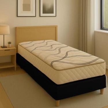 Imagem de Cama box solteiro suede preto + colchão d33 88x188 paropas - Shopping 