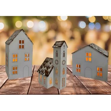 Imagem de Vila Natalina Encantada – Kit com 3 Casinhas com Velas Eletrônicas para um Natal Mágico