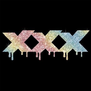 Imagem de Sparkling Melt The Letter XXX Adesivo de PVC com glitter autoadesivo para carros, laptops, motocicletas, parede, janela, bagagem, capa de arranhão, porta, multisuperfície (colorido)