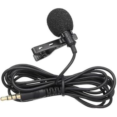 Imagem de Microfone de Lapela Profissional, Preto, com Clipe, Conector de 3,5mm, para Gravação de Áudio e Vídeo