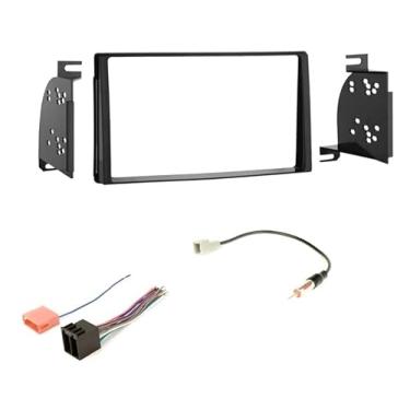 Imagem de Kit de painel de instalação estéreo para carro duplo, chicote de fios e combo de adaptador de antena de recepção de rádio AM/FM - Feito para Kia Sedona 2009-2014