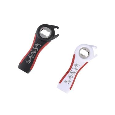 Imagem de PLAYTHROUGH Abridor de garrafas multifuncional pacote com 2, abridor de frascos 5 em 1, abre facilmente a tampa giratória, tampa de garrafa, tampa de conserva e aba de lata (preto, vermelho, branco e