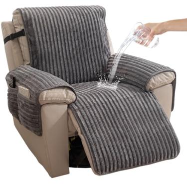 Imagem de HAOMAIJIA Capas de poltrona reclinável de pele sintética, antiderrapante, impermeável, que permanecem no lugar, quente, grossa, preguiçosa, capa reclinável para cães, protetor de móveis, animais de