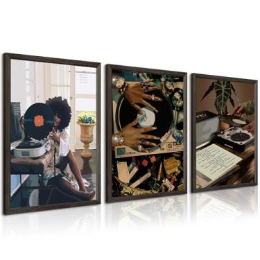 Imagem de Arte de parede de mulher negra para mulheres afro-americanas, decoração de parede, pôster de menina negra, moda feminina, arte de parede, imagens abstratas, imagens boêmias, estampas boêmias, para