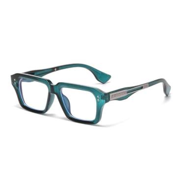 Imagem de VFDHN Óculos de sol retrô femininos, óculos de sol de leopardo com gradiente UV400, lentes transparentes da moda, armação rebitada masculina (C10 azul transparente)