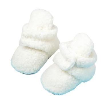 Imagem de Botas para bebês meninos e meninas macias de lã quente de inverno aconchegantes botas de algodão antiderrapantes sapatos de berço, 03 - Branco, 12-18 Months Toddler
