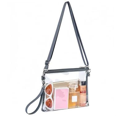 Imagem de IN Chenthy Bolsa tiracolo feminina transparente para estádio – PVC Waterpro leve transparente para eventos diários, Cinza, tamanho �nico