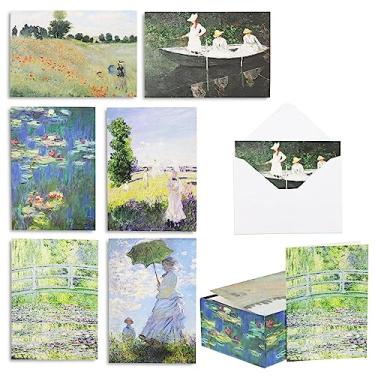 Imagem de The Gifted Stationery Caixa sortida de 36 unidades, cartões comemorativos para todas as ocasiões com envelopes, cartões de notas, design artístico inspirado na pintura Monet - cartão sortido de 12 x 9