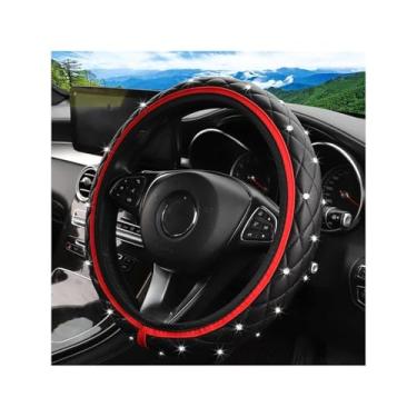 Imagem de Capa de volante de couro brilhante, protetor de volante automático antiderrapante de 38 cm com diamante brilhante para mulheres e meninas, acessórios universais de decoração de veículos para a maioria