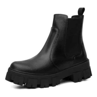 Imagem de Bota Chelsea Coturno Tratorada Plataforma Calce Facil Macia Moderna Co