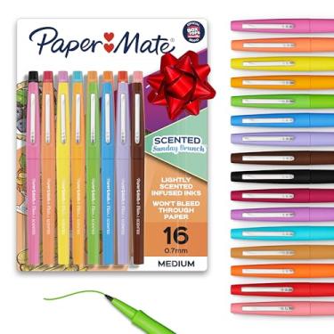 Imagem de Paper Mate Canetas de feltro perfumadas Flair Sunday Brunch, cores sortidas, ponta média (0,7 mm), 16 unidades