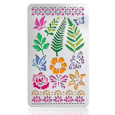 Imagem de UNICRAFTALE Estêncil de metal de folhas de samambaia de renda, reutilizável, estêncil, flores de borboleta, modelo de aço inoxidável para álbum de fotos faça você mesmo, álbum de fotos, cartão de