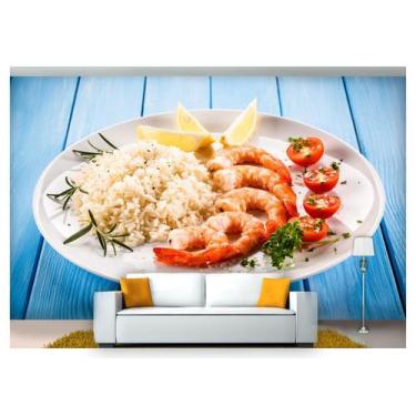 Imagem de Papel De Parede Comida Arroz Camarão 3D Al219 - Você Decora