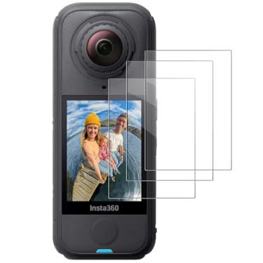 Imagem de Oshmirian Protetor de tela Insta360 X4 Air – Pacote com 3 películas de vidro temperado para exibição, dureza 9H, antiarranhões, clareza HD, sem bolhas, resistente a impressões digitais