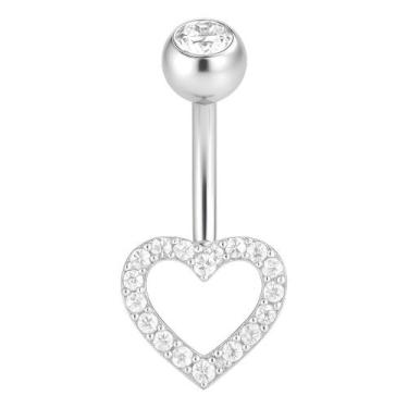 Imagem de Piercing Prata 925umbigo Coração Com Pedrinhas De Zircônia - NoBrand
