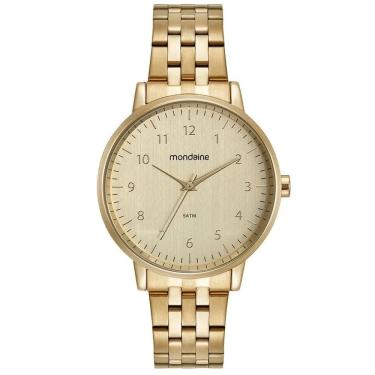 Imagem de Kit Relógio Mondaine Dourado Com Colar E Brincos 32596lpmkde1k1