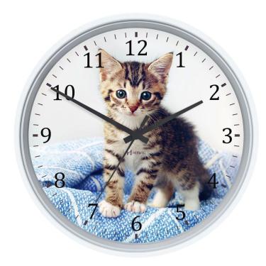 Imagem de Relógio Parede Herweg Nacional 22 Cm Gatinho 660125 Branco - Branco