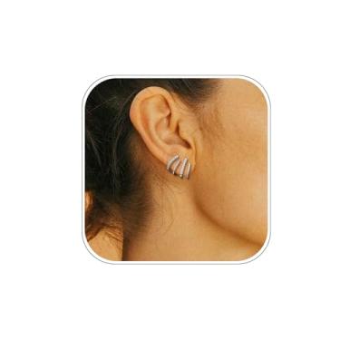 Imagem de Brincos de garra modernos para mulheres, brincos de quatro garras, brincos, presentes de aniversário para esposa, namorada, joias de casamento, One Size, Metal, Sem pedra preciosa