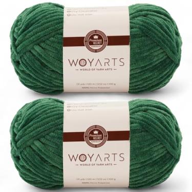 Imagem de Woyarts Pacote com 2 fios de veludo – fio de chenille grosso super volumoso para crochê e tricô (2 x 100 g) – grosso, fofo e macio – perfeito para cobertor de bebê, amigurumi, projetos de pelúcia