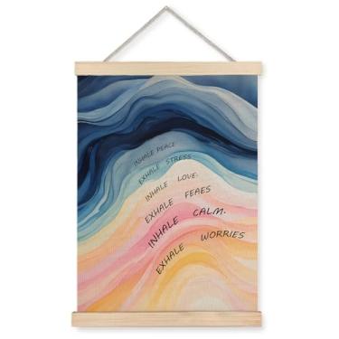 Imagem de Exqcom Inhale Exhale Decoração de parede de saúde mental, pôster de arte de parede de saúde mental, decoração de escritório de terapia, pôsteres inspiradores para sala de aula, consultoria escolar