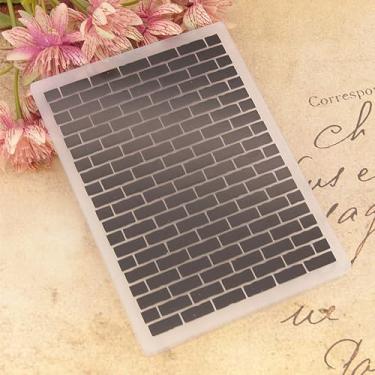 Imagem de Pasta de relevo de plástico com padrão de fundo de parede de tijolo, impressões texturizadas em 3D, fundo de rede irregular, modelo de pasta em relevo para fazer cartões, scrapbook, papel, artesanato