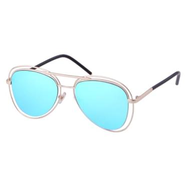 Imagem de HCHES Óculos de Sol Azul Celeste Fashion Feminino Masculino Vazado Grande para Rosto (5)