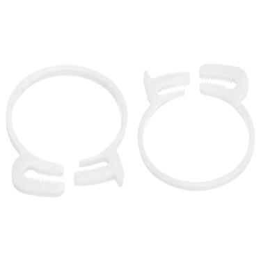 Imagem de uxcell 2 braçadeiras de mangueira ajustáveis de encaixe duplo de plástico 43,5-46,5 mm/1,71-1,83 polegadas de diâmetro interno ajustável vários grampos de tubulação catraca para casa, branco