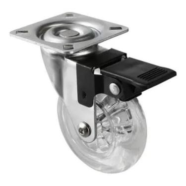 Imagem de Kit 4 Rodinhas Rodízio Gel Giratórias 50mm para Armários e Móveis Mdf Duas com Trava e Duas Sem