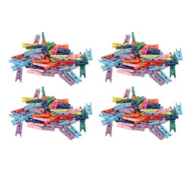 Imagem de Prendedores de roupa de madeira, revestimento colorido, ecológico, polido, mini pinos de roupas para suporte de cartão de exibição de imagem, projetos diy, 200 peças