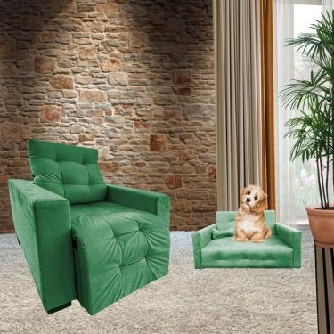 Imagem de Poltrona Retrátil e Reclinável Do Papai Sofia Quarto Sala Mais Sofazinho Pet Bob Verde