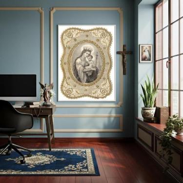 Imagem de Quadro Estampa Da Virgem Maria E O Menino Jesus - 70X50Cm - Quadros On