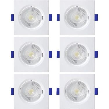 Imagem de Kit 6 Spot De Led Embutir Slim Mr16 Quadrado 6W Bivolt 3000K - Blumena