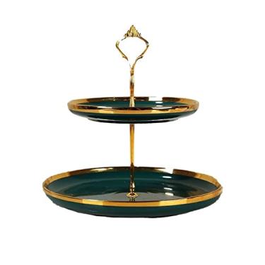 Imagem de GAORUIFENG Cesta de frutas e legumes, tigela moderna de cerâmica, prato de frutas de camada dupla, suporte de armazenamento de sobremesas, sala de jantar, sala de estar, mesa de café, bandeja de