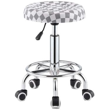 Imagem de BSNANCA Banqueta redonda com rodas com rodas Altura da cadeira de rodinhas (Cor: Preto) (Preto) (Vermelho) (Cinza)