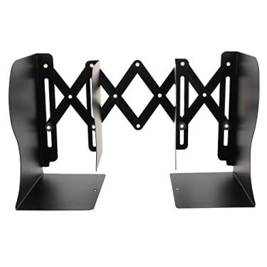 Imagem de Classificadores de arquivos, estante retrátil, clipe de mesa de metal, suporte para livros, suporte antiderrapante, rolhas expansíveis telescópicas, suporte de mesa, estante (preto)