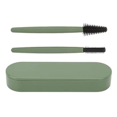Imagem de Conjunto de escova de cílios macio elástico silicone reutilizável lavável com caixa à prova de poeira pincéis de maquiagem portátil para casa uso do salão de beleza 2 peças (Verde)