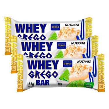 Imagem de Kit 3 Barra de Proteína Whey Grego Bar Nutrata Sabor Torta de Limão co