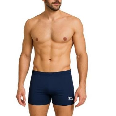 Imagem de Sunga Masculina Boxer Natação Praia Lisa Azul Marinho Adulto Premium Progne Sports-Unissex