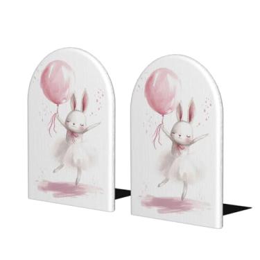 Imagem de Balão de coelho animal bonito grande suporte de livros de madeira decorativo antiderrapante resistente terminais de livro para mesa de escritório em casa biblioteca de estudo escolar divisórias de