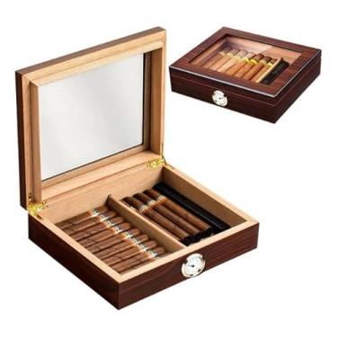 Imagem de Caixa Umidora Porta Charutos Tabacaria Com Higrômetro Externo