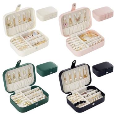 Imagem de Rolin Roly Caixa de armazenamento de joias, caixa de joias de grande capacidade, suporte de exibição de joias de viagem, caixas de presente para anéis, colar, brincos, pulseiras (rosa)