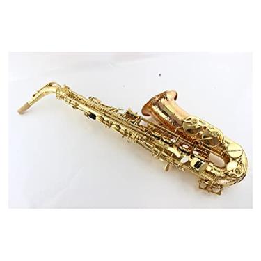 Imagem de Saxofone alto fósforo cobre dourado laca E plana alto sax instrumento musical com estojo de saxofone estudante
