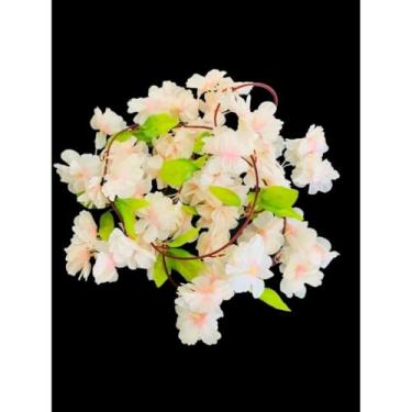 Imagem de Cordão de Flores Artificial 2m com Rosas Primavera Outono – Decoração para Casamentos Festas e Jardim Vertical (salmão cerejeira)