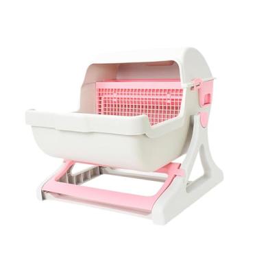 Imagem de Semi Enclosed Cat Litter Case Pet Semi Cats Toilet Easy to Clean Cats Furniture Kitten Potty Toilet Pet Toilet, Pink/492(Pink)